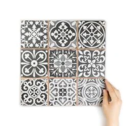 Tapestry Black Patterned Tile -Decor Surface Shop Tapestry Black 06