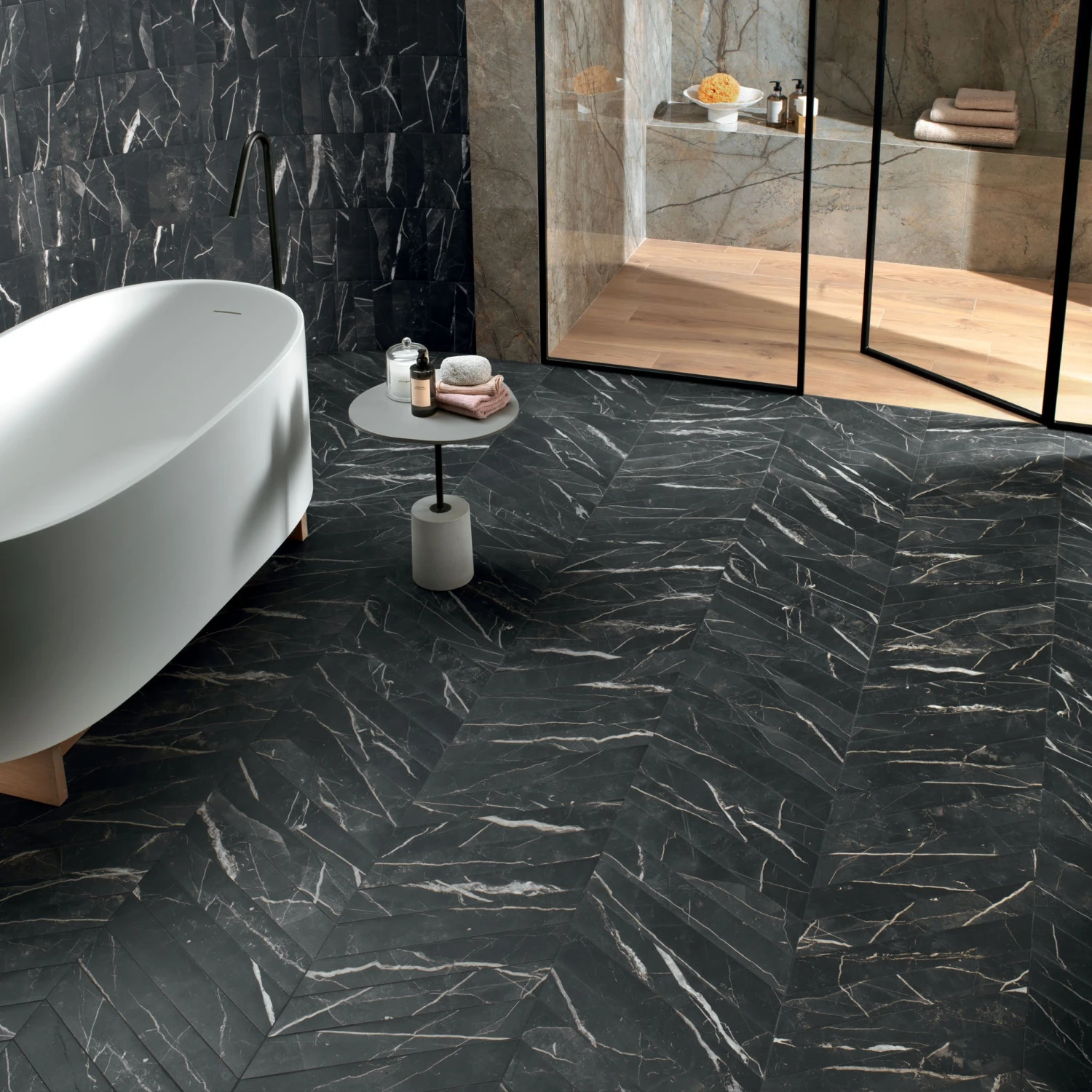 Vinci Nero Chevron Tile 5 Vinci Nero Chevron Tile - Image 5