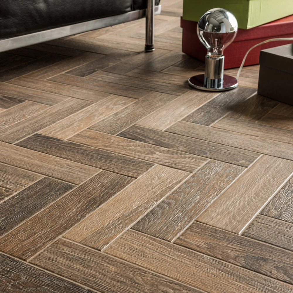Herringbone Brown Wood Effect Tile 3 Herringbone Brown Wood Effect Tile - Image 3