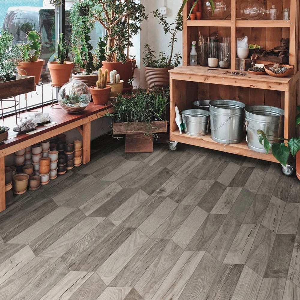 Chevron Grey Wood Effect Tile 2 Chevron Grey Wood Effect Tile - Image 2